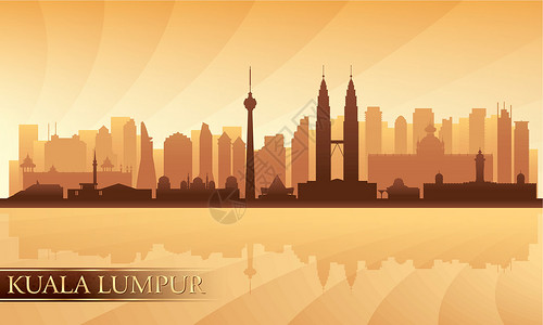 马来西亚日落吉隆坡市天际建筑城市商业反射办公室插图地标日落市中心天空插画
