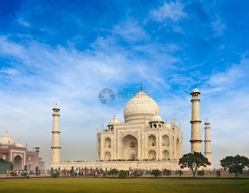 印度阿格拉州Taj Mahal景点历史性大理石旅行地标历史遗产吸引力游客石头图片