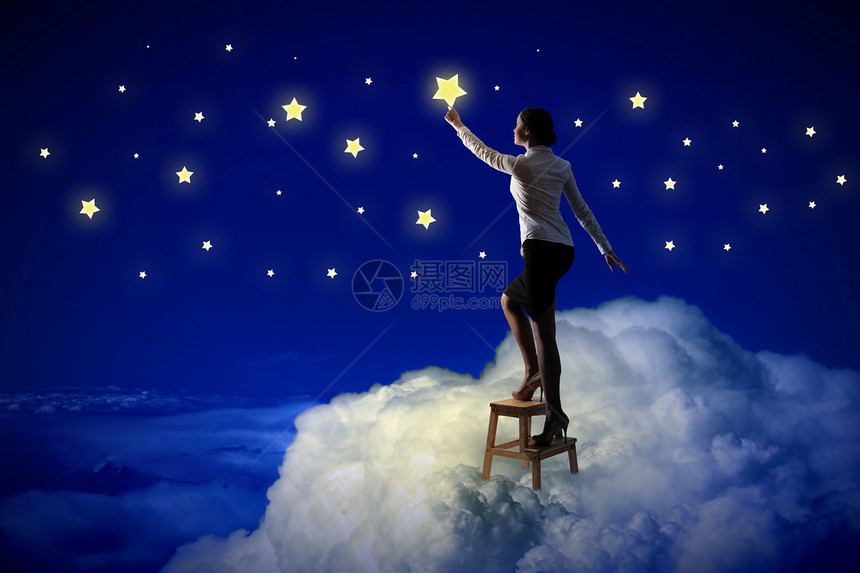 女性照明星天空月亮小说梯子门户网站星座紫色女孩星星绘画图片