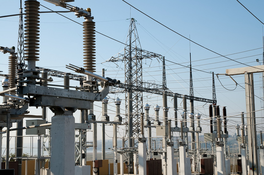 高压分电站的一部分单元接线转换电气生产设施基础设施隔离金属力量图片