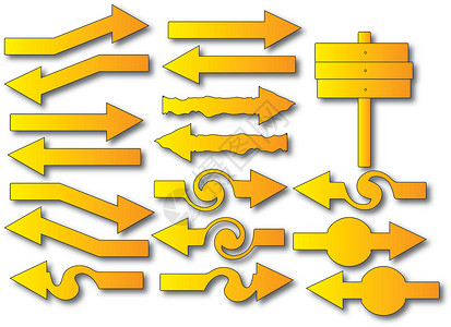 立体黄色箭头左右向上和下向左箭头回收圆圈红色插图技术收藏运动阴影黄色环境插画