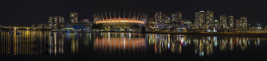 温哥华 不列颠哥伦比亚市 天线夜幕全景图片
