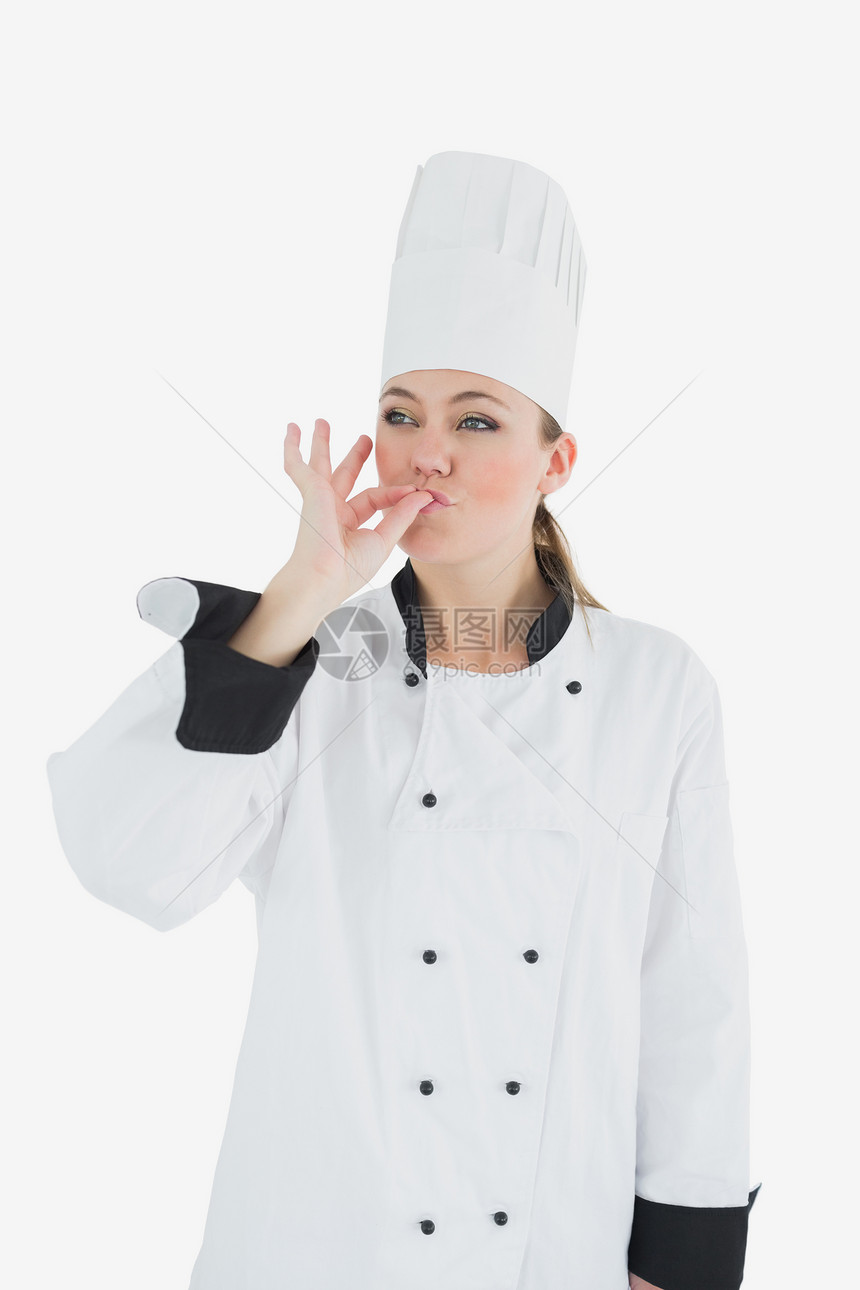 女厨师亲吻她的手指图片