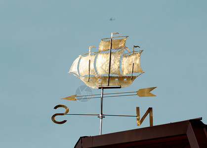 屋顶上的风速指示船背景图片