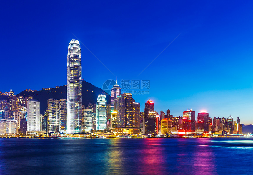黄昏时香港天际建筑地标天空大楼办公室办公楼金融景观城市商业图片