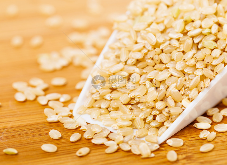 棕米饭粮食美食米饭饭勺钢包塑料勺谷物大米塑料棕色图片