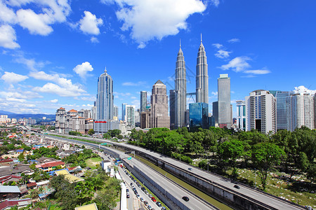吉隆坡天线公司城市金融双胞胎天际商业摩天大楼建筑景观市容背景图片