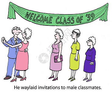 班级留尼联会女士大学学校漫画男性女性学士寡妇鳏夫男人背景图片