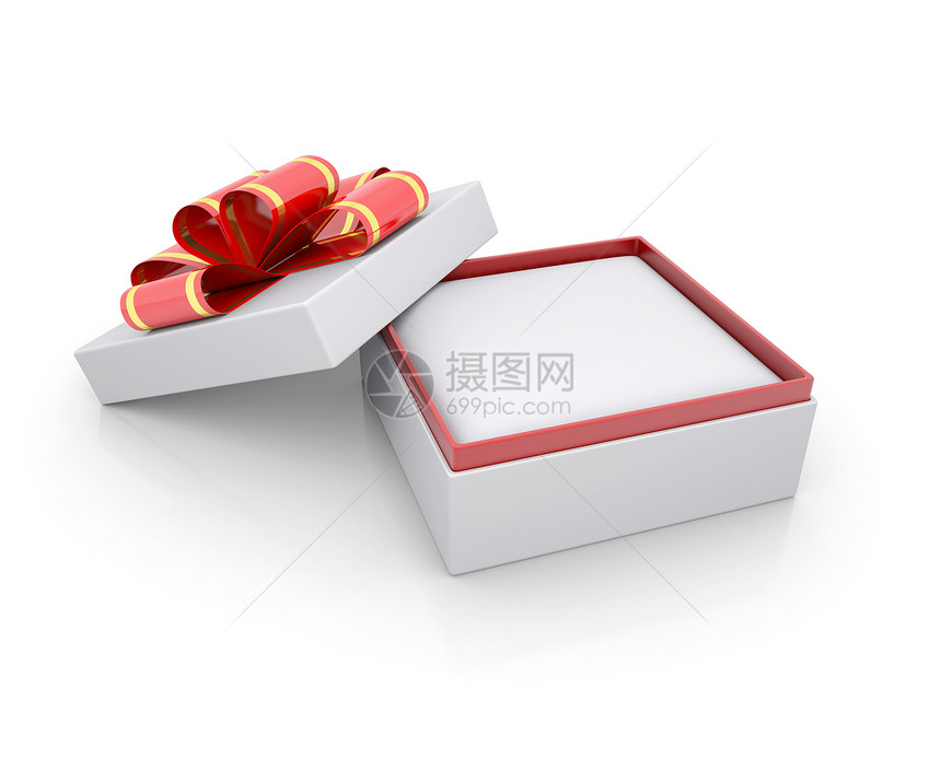 带丝带的珠宝盒展示金子耳环领结生日礼物魅力红色奢华纪念日礼物盒图片