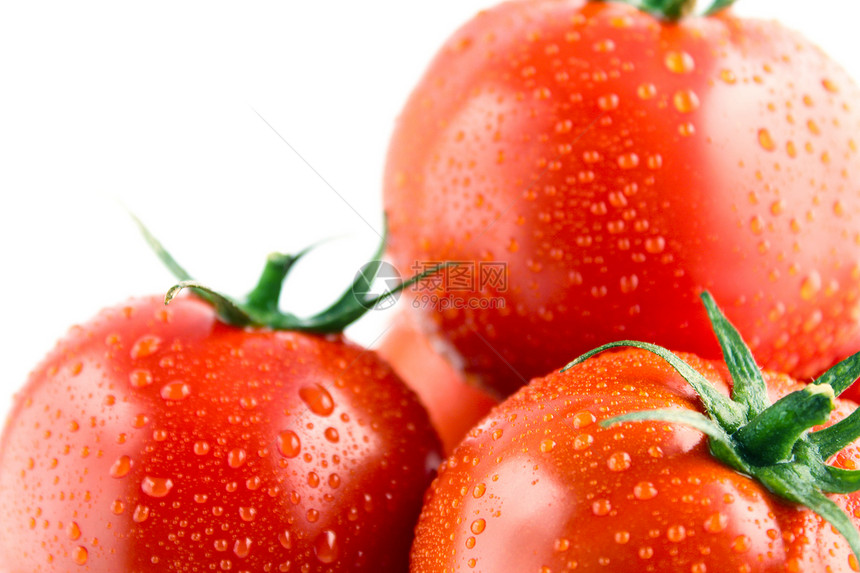 新鲜西红柿绿色蔬菜水果工作室白色饮食营养红色食物图片