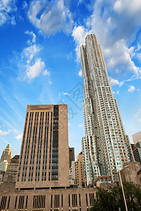 Brookl的下曼哈顿大楼显眼日落景金融的高清图片素材