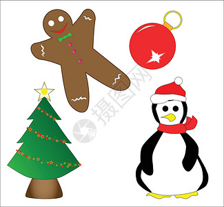 圣诞节图标插图艺术季节性玩具地球艺术品姜饼人绘画背景图片