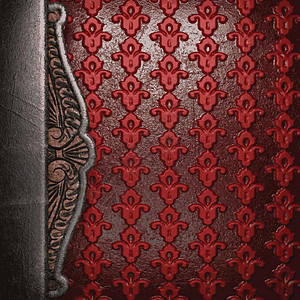 红底金属反射框架红色装饰抛光艺术装饰品插图风格背景图片