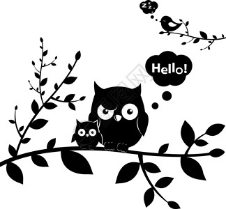 猫头卡通片插图野生动物黑色动物群艺术多叶动物小鸡艺术品背景图片