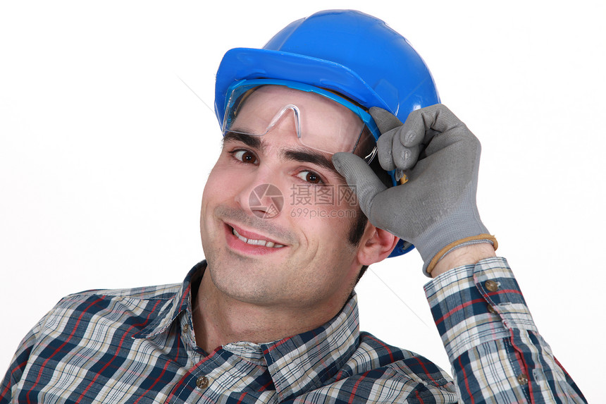 都没事的男性安全帽工厂建筑眼镜幸福公司健康衬衫安全图片
