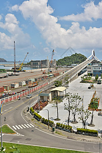 台湾苏奥港蓝色运输码头导航风景村庄旅行建筑假期血管高清图片
