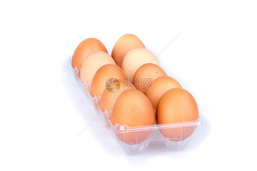 塑料透明包裹十个鸡蛋纸盒托盘包装盒子农场食物产品团体白色棕色图片
