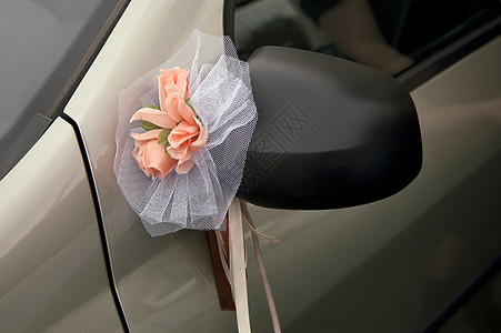 婚礼汽车装饰仪式运输蜜月车辆黑色庆典风格水平镜子已婚背景图片