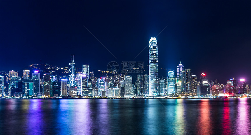 香港之夜天际景观港口金融天空公司城市办公室摩天大楼商业图片