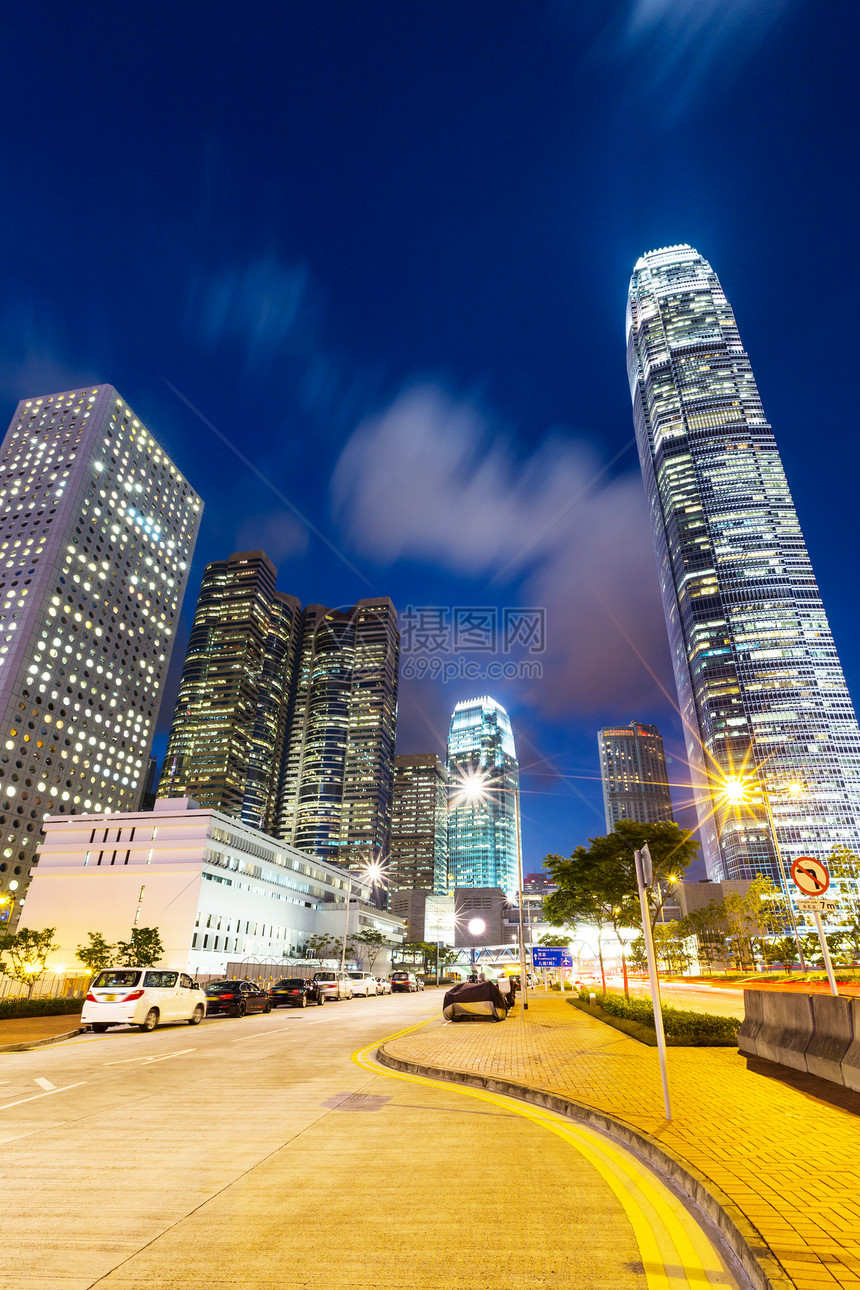 晚上在香港商业建筑企业景观办公室天际公司大楼办公楼天空图片