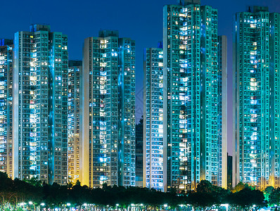 香港住宅区香港特区房屋住宅人口建筑公寓天际住房香港之夜高清图片素材