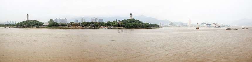 中国文州地貌     河流寺庙船舶黄色码头城市图片