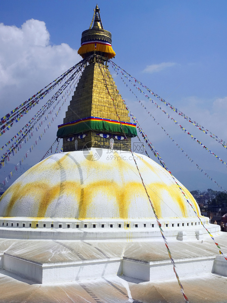尼泊尔加德满都眼睛佛塔胜地旅游佛教徒经幡宗教寺庙旅行大佛图片