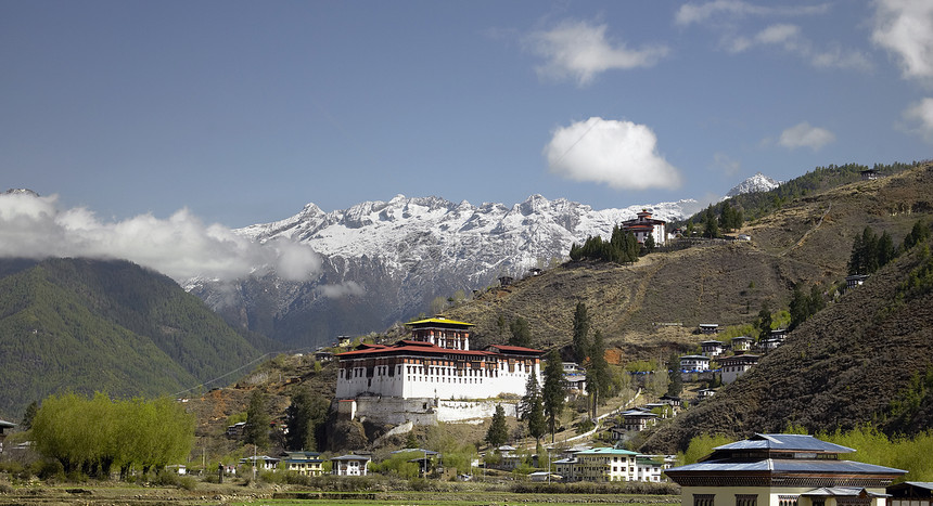 不丹王国佛教徒旅游旅行寺院风景地标建筑学山脉宗教图片