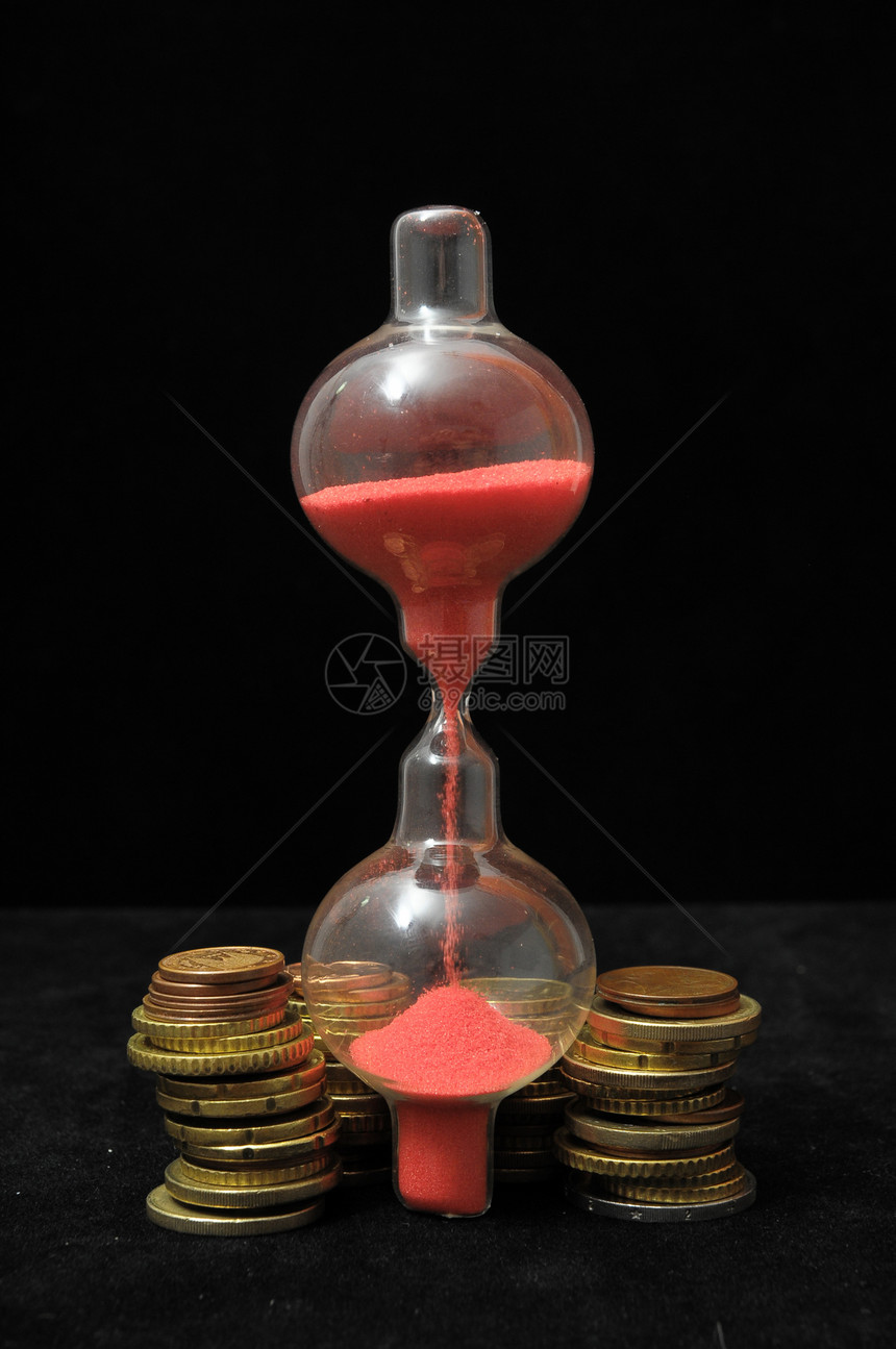 商业时间概念货币财富生活现金小时投资银行计时器金钱贷款图片