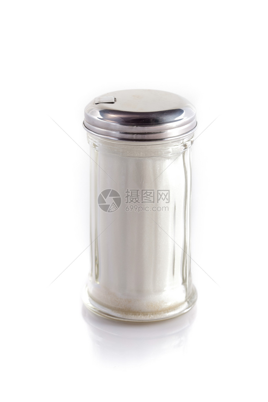 白背景孤立的甘蔗罐糖罐餐具白色图片