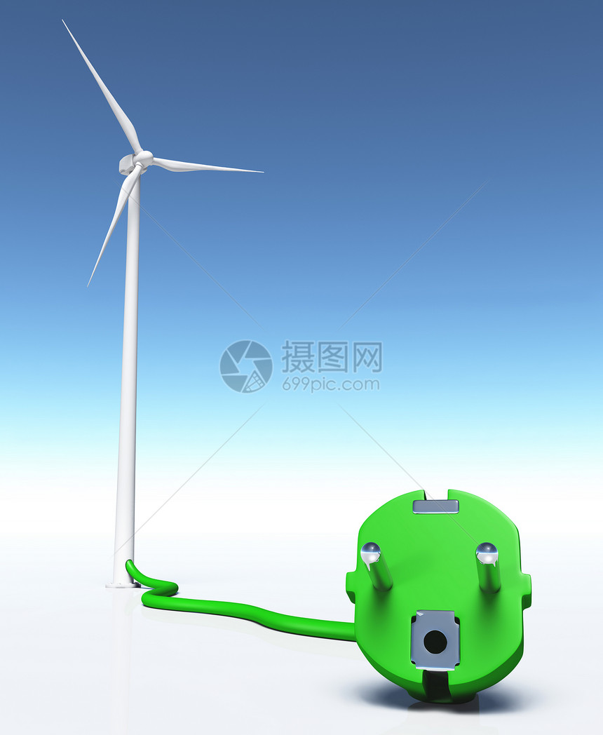 有绿色插件的风力发电机图片