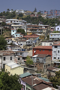 智利瓦尔帕莱索市房屋贫民窟旅行旅游观光窝棚背景图片