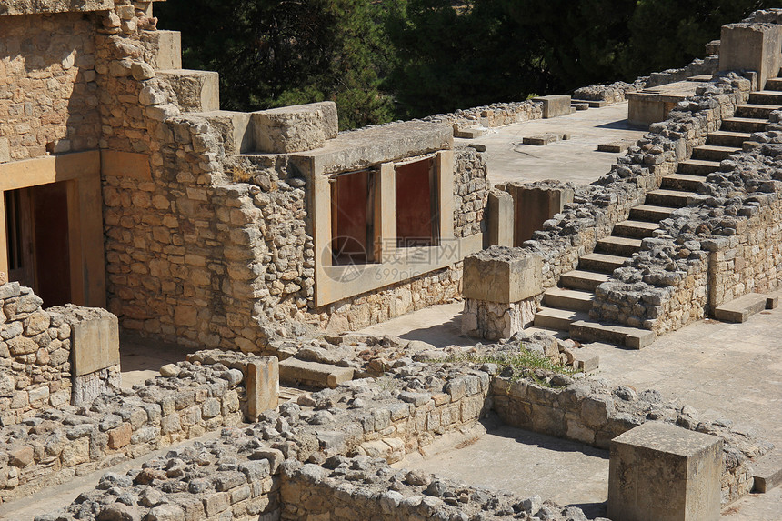 克诺索斯宫殿的废墟壁画礼物天空历史住宅建筑学国王神话梯子考古学图片