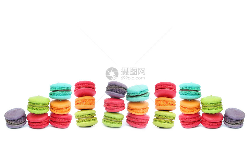 色彩多彩的马卡龙食物甜点小吃美食团体图片