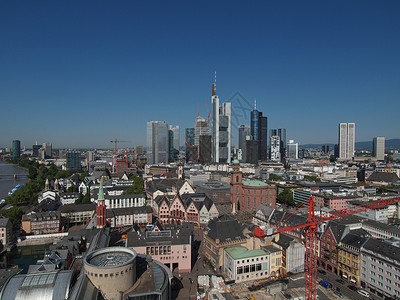 美因法兰克福 德文全景摩天大楼天际城市背景图片
