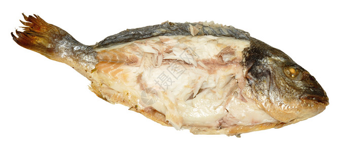 食用鲜肉鱼鲷鱼午餐尾巴饮食海洋海鲜营养白色收成背景图片