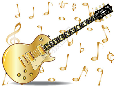 金顶峨眉金金顶插图线圈乐器金子爵士乐脖子绘画吉他电器艺术品插画