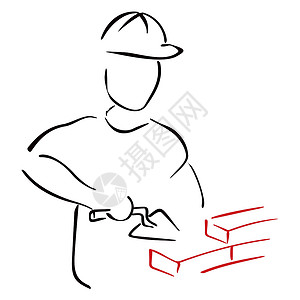 砖层男人工具构造建筑职业草图工作劳动者砂浆工人背景图片