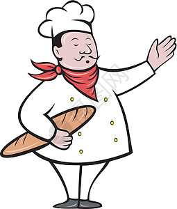 面包师傅插图男性男人工人面包师帽子背景图片