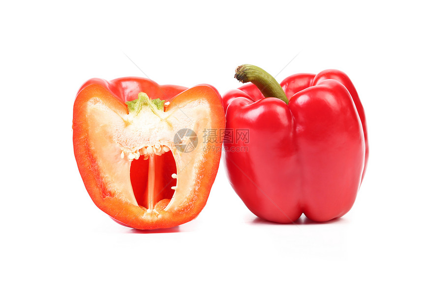 甜辣椒和切片美食宏观绿色摄影水平红色白色蔬菜食物水果图片