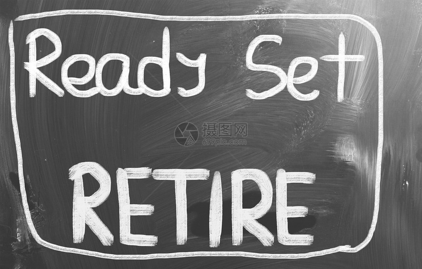 准备就绪的退役概念退休保险老化指导金融粉笔木板管理人员黑板职业图片