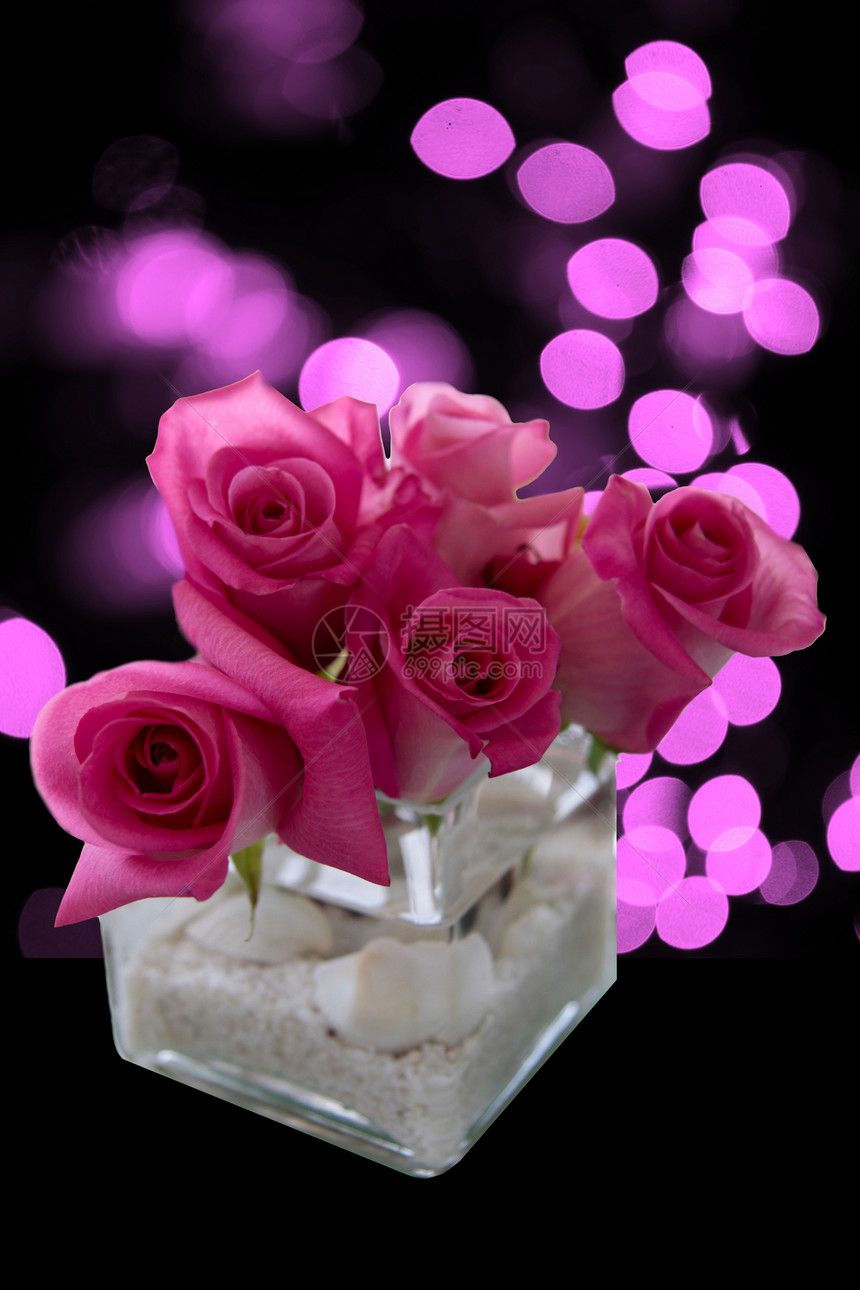 粉红玫瑰花花安排粉色花朵花瓶图片