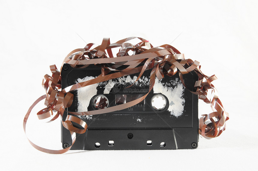 传统音乐包复古对象录音带白色音响收音机记录音乐玩家立体声图片