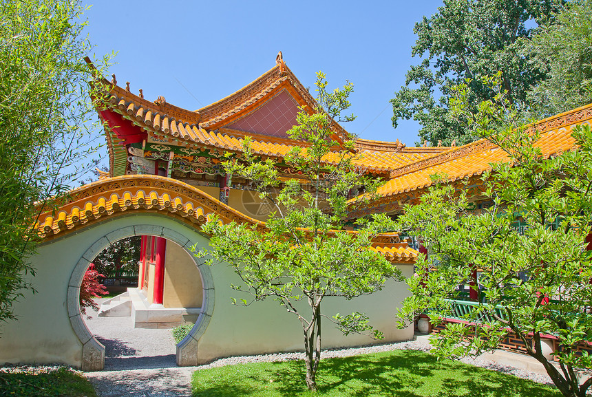 传统中国菜园王朝历史性旅行环境风景天空园艺寺庙晴天游客图片