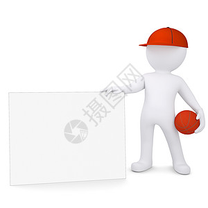篮球空白素材带白卡的3D篮球运动员背景