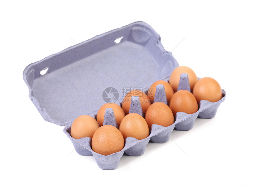 10个鸡蛋在一个纸箱盒里图片