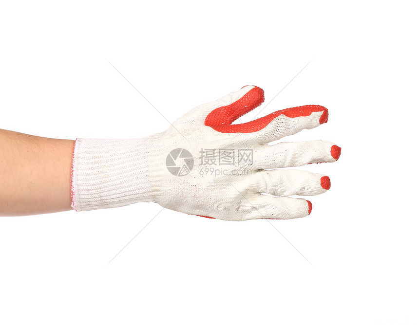 手持橡胶保护红色手套花园衣服工作服工人职业家务乳胶安全材料园艺图片