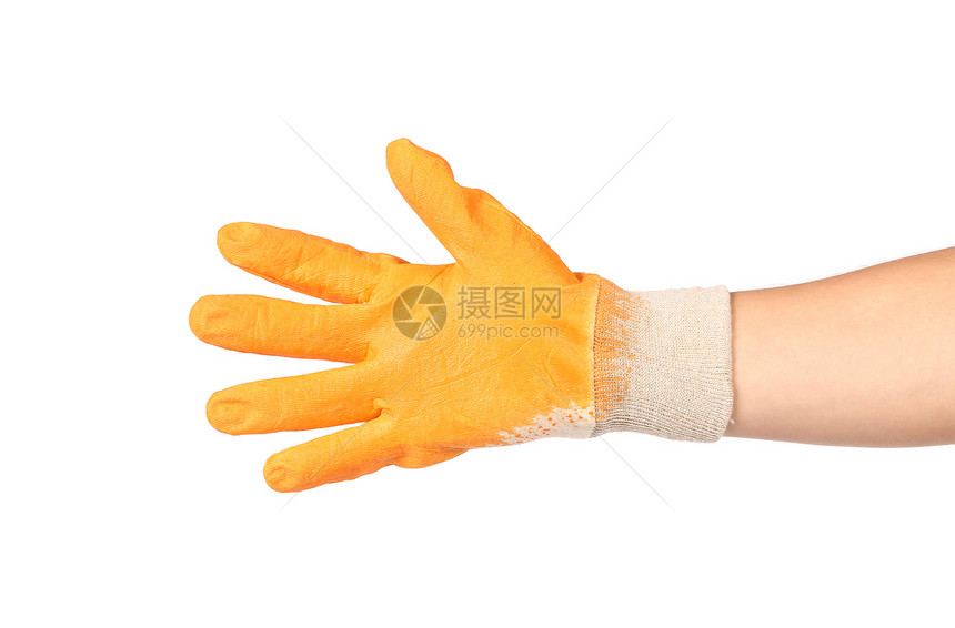 橡胶保护黄色手套手指安全工作服工作家务工具乳胶职业园艺衣服图片