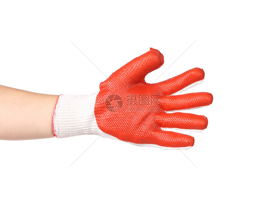 手持橡胶保护红色手套职业建设者敷料橡皮花园乳胶安全工作服衣服预防图片