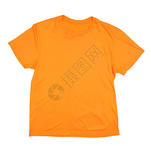 橙色T恤衫衣服服饰棉布男人白色领口内衣针织品橙子服装背景图片